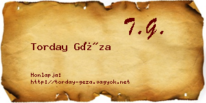 Torday Géza névjegykártya
