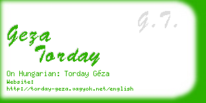 geza torday business card