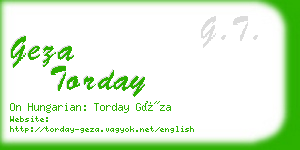 geza torday business card